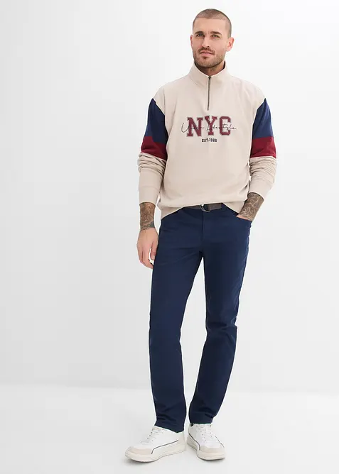 Regular Fit, stretchbukse med belte, Straight, bonprix