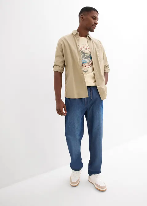 Classic Fit pull on-jeans i lett denim (2-pack), bonprix