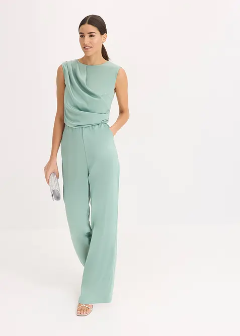 Jumpsuit i sateng med glans, bonprix