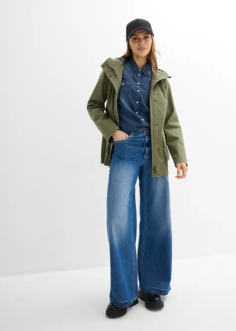 Vannavvisende jakke med rutete f&ocirc;r, bonprix