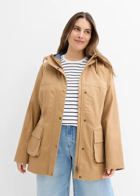 Vannavvisende jakke med rutete f&ocirc;r, bonprix