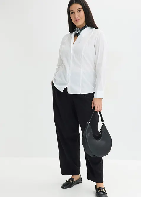 Lett transparent poplinbluse med elegant krage og stretch, bonprix