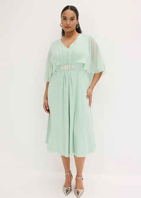 Chiffonkjole med strasspynt, bonprix