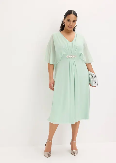 Chiffonkjole med strasspynt, bonprix