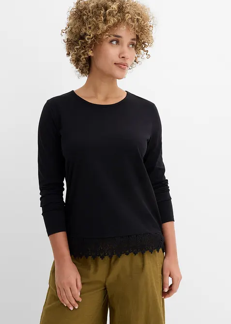 Langermet topp i 100% bomull (2-pack), bonprix