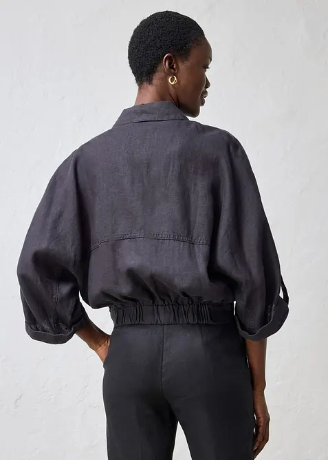 Bomberjakke i 100% lin, bonprix