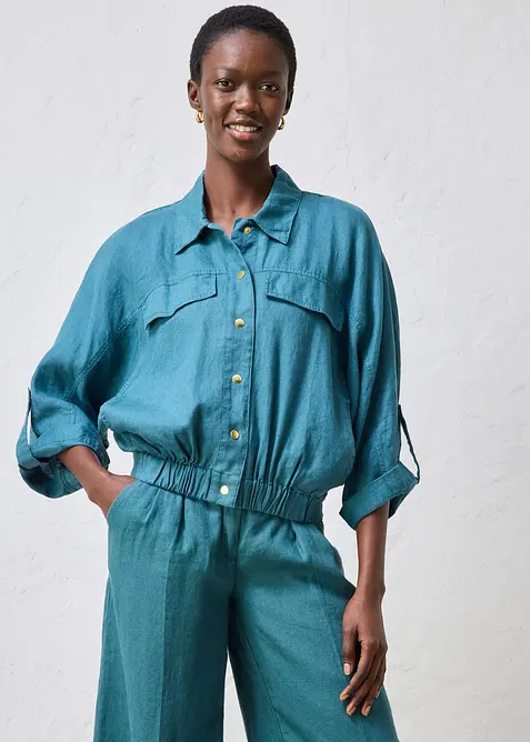 Bomberjakke i 100% lin, bonprix