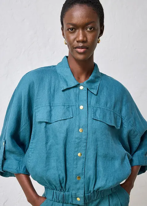 Bomberjakke i 100% lin, bonprix