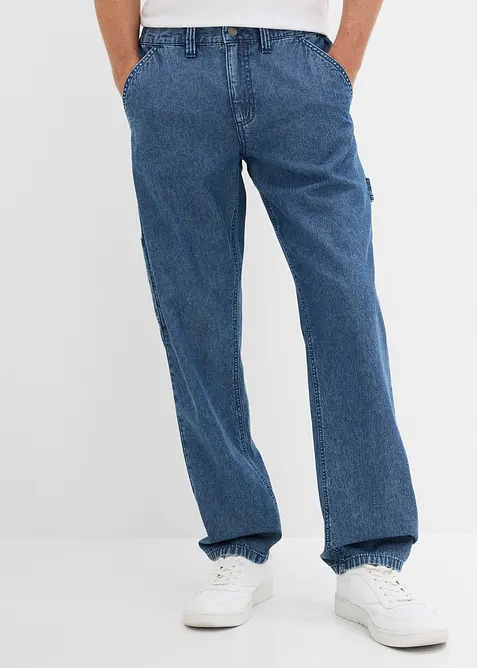 Relaxed fit Carpenter-jeans med stretchlinning, Straight, bonprix