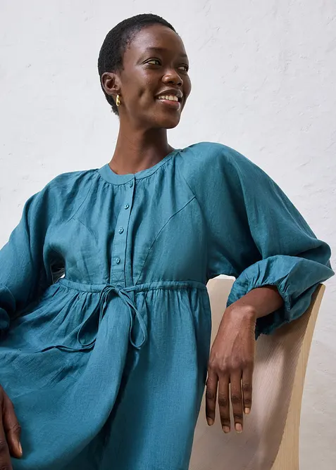 Maxikjole i 100% lin, bonprix