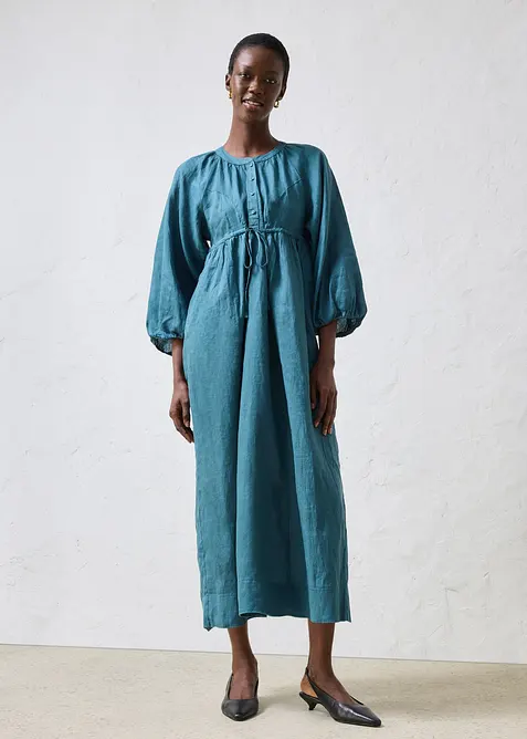 Maxikjole i 100% lin, bonprix