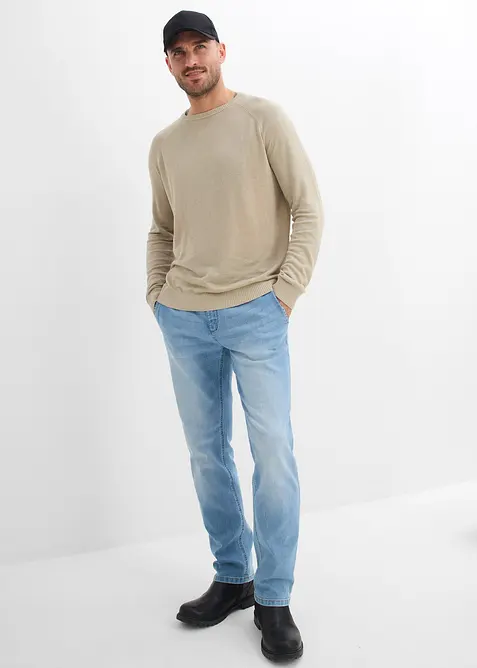 Lett, finstrikket genser med lin, bonprix