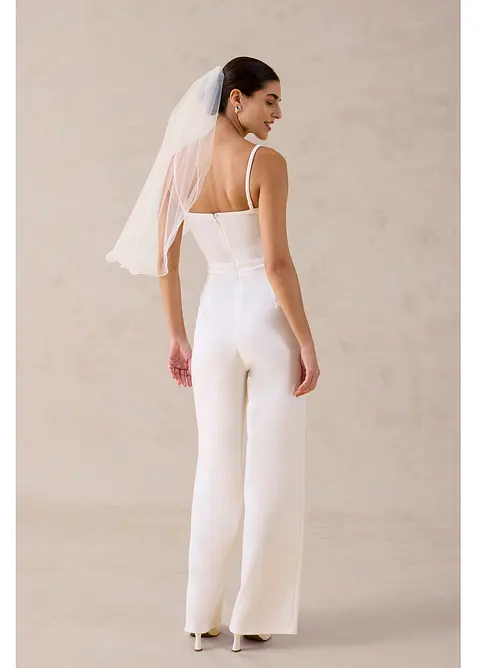 Elegant jumpsuit i strukturert krepp med perlebroderi, bonprix