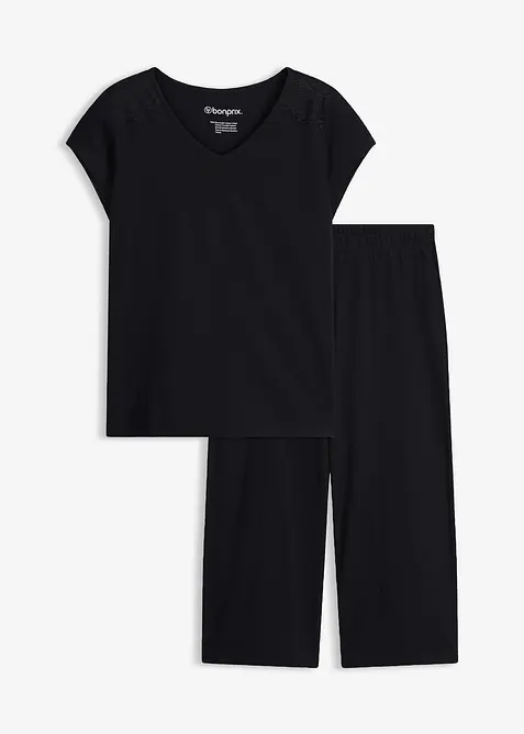 Pyjamas med vid capribukse, bonprix