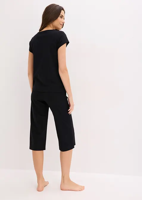 Pyjamas med vid capribukse, bonprix