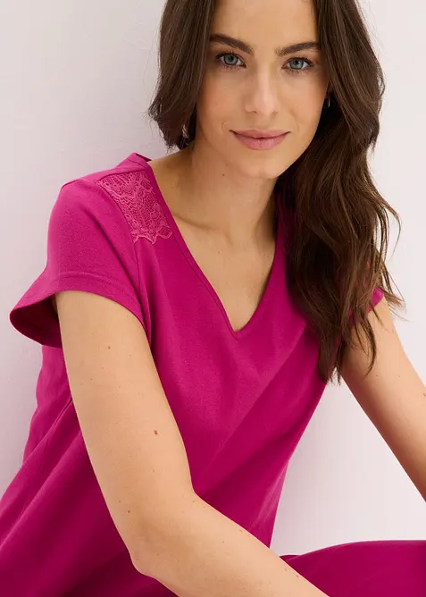 Pyjamas med vid capribukse, bonprix