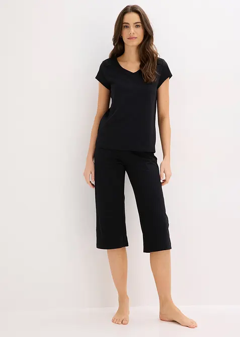 Pyjamas med vid capribukse, bonprix
