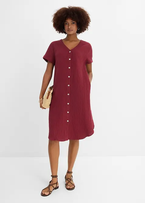 Skjortekjole i myk musselin, bonprix