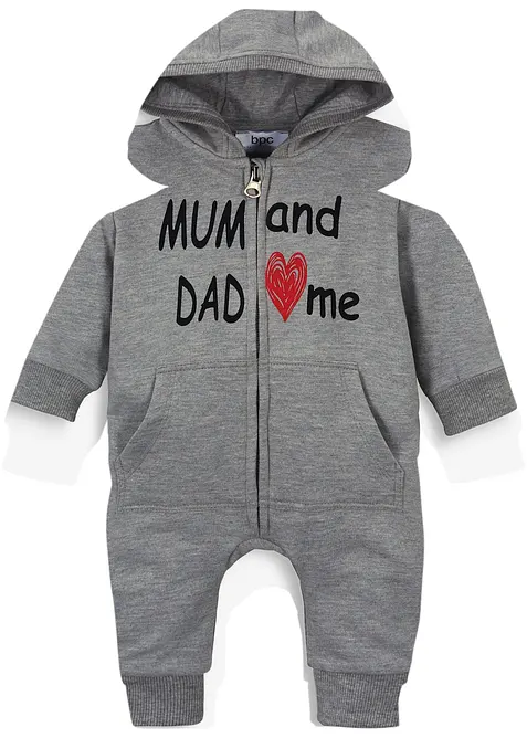 Jerseyoverall med glidel&aring;s og hette, bonprix