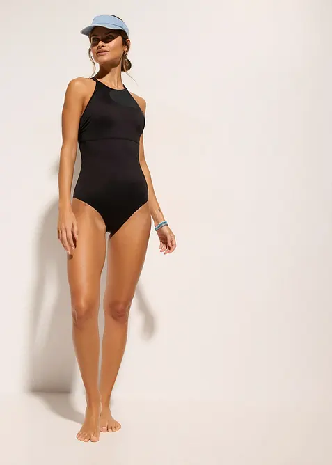 Badedrakt med meshinnfelling, bonprix