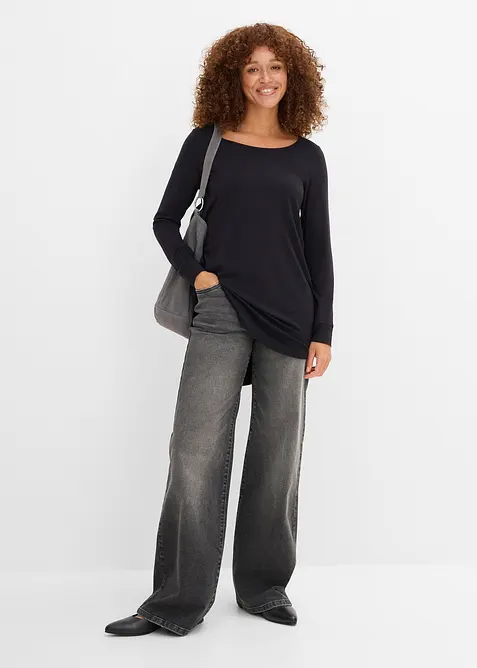 Langermet, lang topp i viskose, bonprix