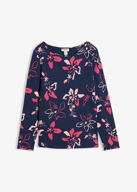 Langermet topp med blomstertrykk, bonprix