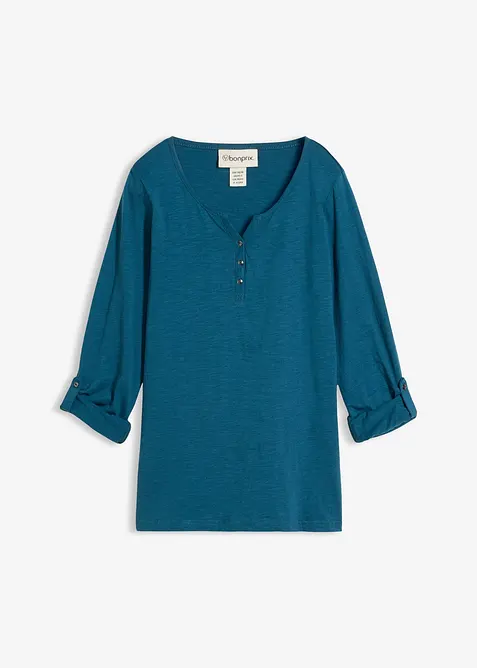 Topp i 100% &oslash;kologisk bomull med knappestolpe, bonprix