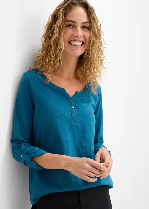 Topp i 100% &oslash;kologisk bomull med knappestolpe, bonprix