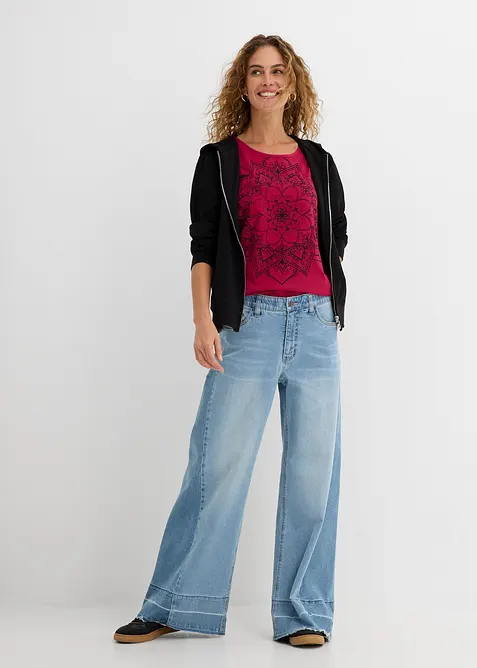 Topp i flammegarn, kort arm, bonprix