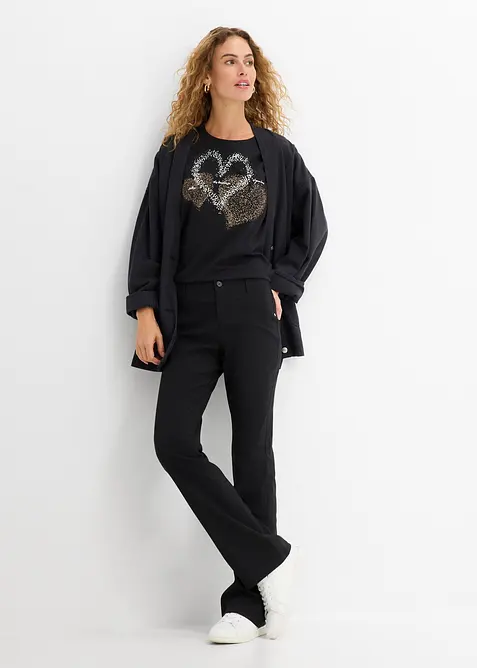 Topp i &oslash;kologisk bomull med hjerteprint, bonprix