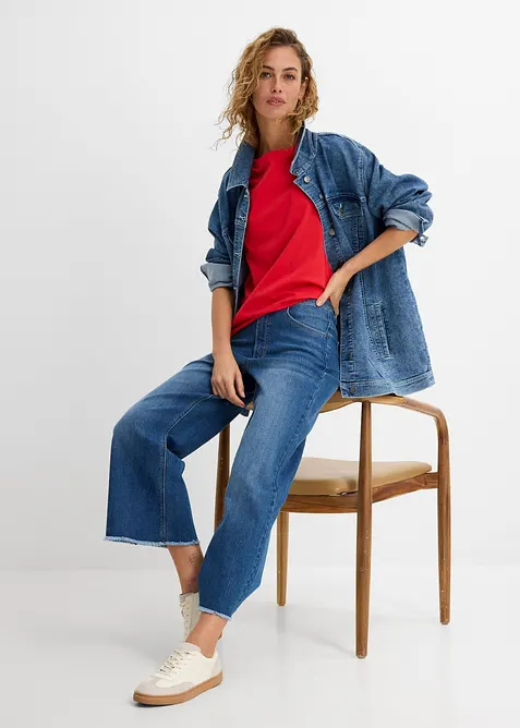 Lang, langermet topp med rund hals (5-pack), bonprix