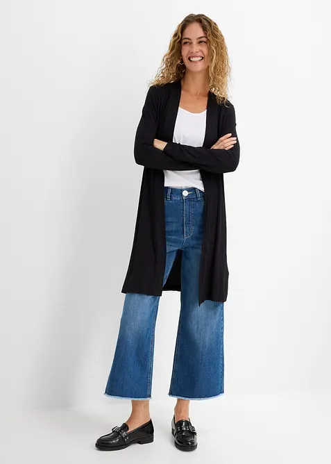 Lang trikotjakke i myk viskosemiks, bonprix