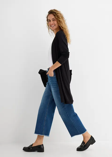 Lang trikotjakke i myk viskosemiks, bonprix