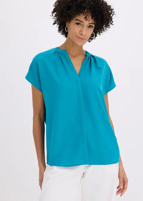 Kortermet bluse med skjult knappestolpe, bonprix