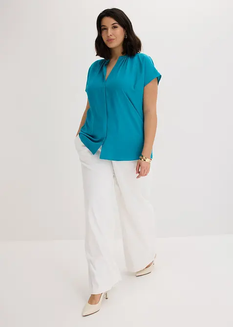 Kortermet bluse med skjult knappestolpe, bonprix