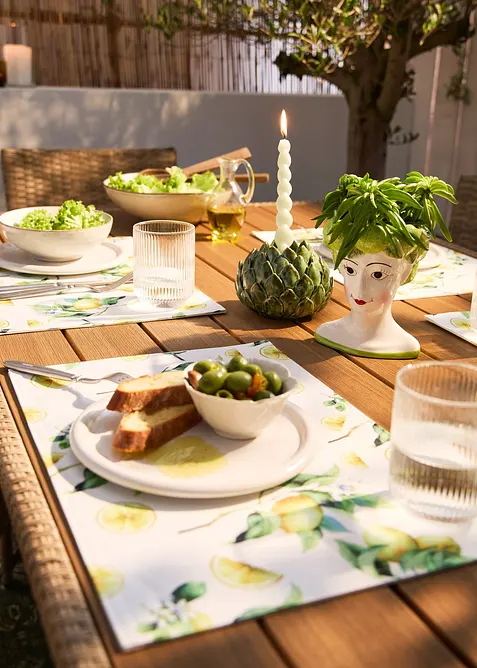 Bordbrikker med sitronm&oslash;nster (4-pack), bonprix