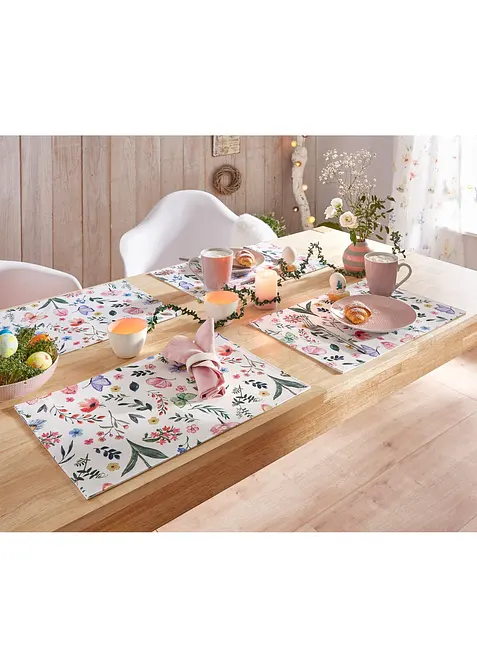 Spisebrikker med trykt blomsterm&oslash;nster (4-pack), bonprix