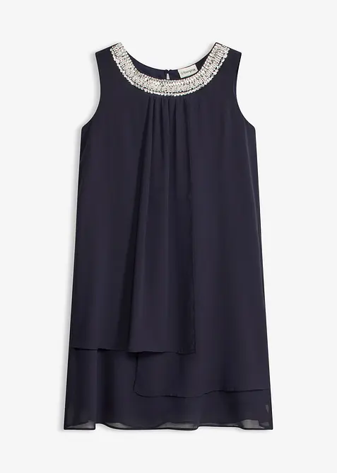 Chiffonkjole med strasspynt, bonprix