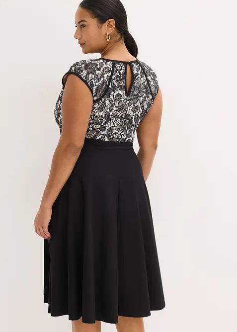 Midikjole med blonder, bonprix