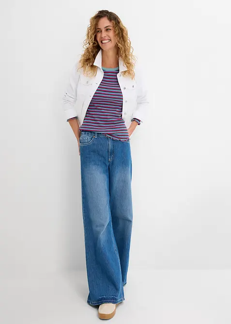 Stripet ribbet topp av &oslash;kologisk bomull, bonprix