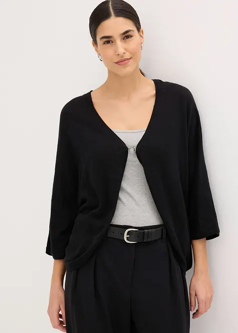 Finstrikket cardigan i 100% bomull, bonprix