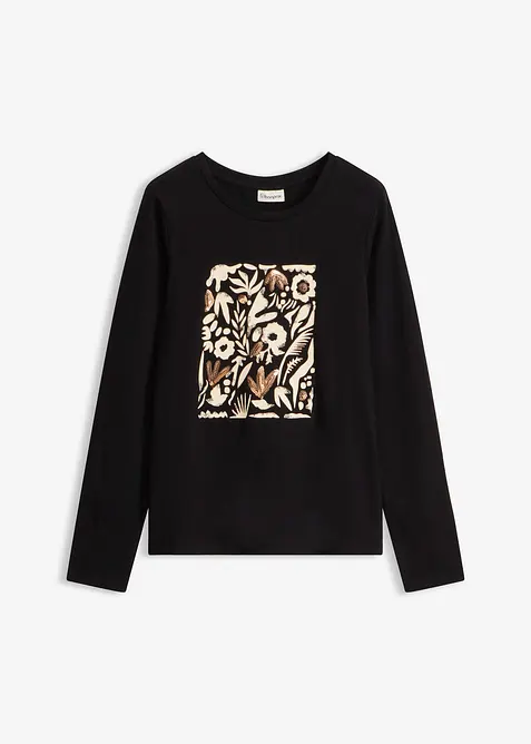 Langermet topp i &oslash;kologisk bomull, bonprix