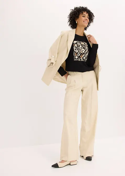 Langermet topp i &oslash;kologisk bomull, bonprix