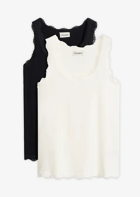 Singlet i myk viskosemiks (2-pack), bonprix