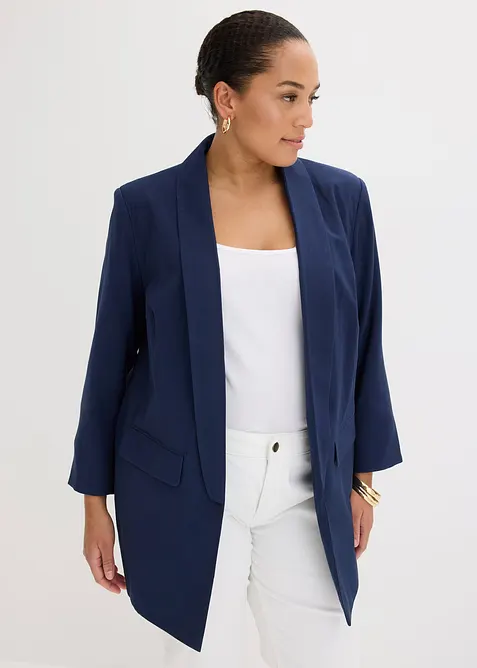 Lang blazer i viskosemiks, bonprix