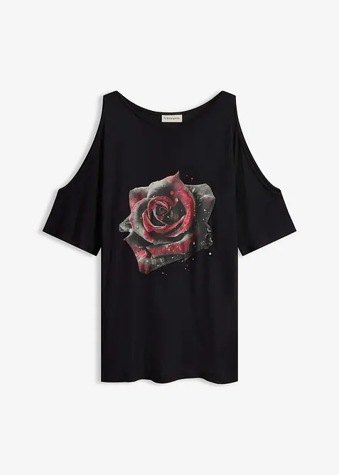 Cold shoulder-topp i viskose, bonprix