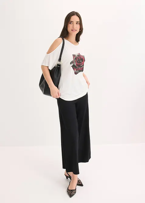 Cold shoulder-topp i viskose, bonprix
