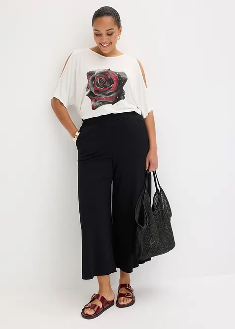 Cold shoulder-topp i viskose, bonprix