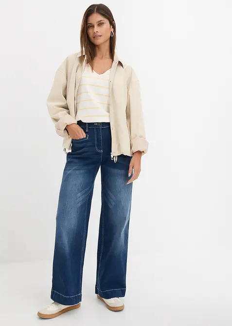 Wide Leg-jeans Mid Waist, komfortlinning, bonprix