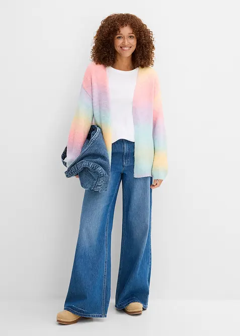 Grovstrikket cardigan i myk garnmiks med ull, bonprix